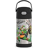 THERMOS FUNTAINER Water Bottle with Straw - 12 Ounce - Kids Stainless Steel Vacuum Insulated Water Bottle with Lid, Teenage Mutant Ninja Turtles