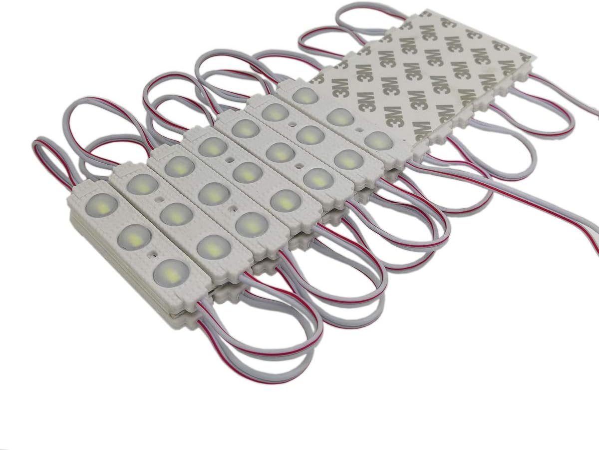 YUNBO 100Pcs LED Module Lights 5730 SMD Cool White 1.5W 120Lm DC 12V Waterproofe IP65 LED Storefront Lights with Tape Adhesive Backside for Advertising Showcase Store Display Letter Sign