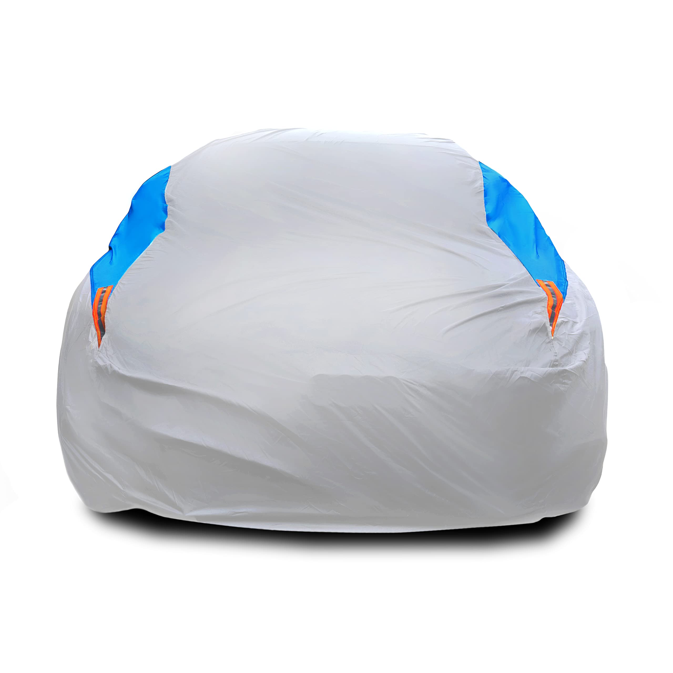 Photo 1 of MORNYRAY Waterproof Car Cover All Weather Snowproof UV Protection Windproof Outdoor Full car Cover, Universal Fit for Sedan (Silvery, A6-Fit Sedan Length(207-216 inch)