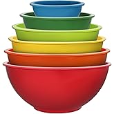ATRDTO Classic Mixing Bowl Set, Microwave and Dishwasher Safe,Ideal for Baking, Prepping, Cooking and Serving Food (Set of 6) (Red)