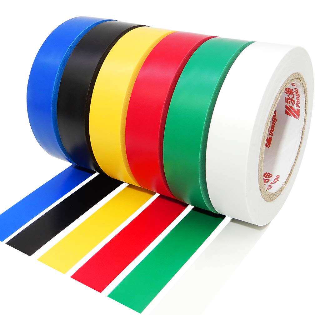 Maveek Electrical Tape 0.6 Inch 15M Electrical Insulation Tape, 50 Feet, 6 Pack (6 Rolls 6 Colors)