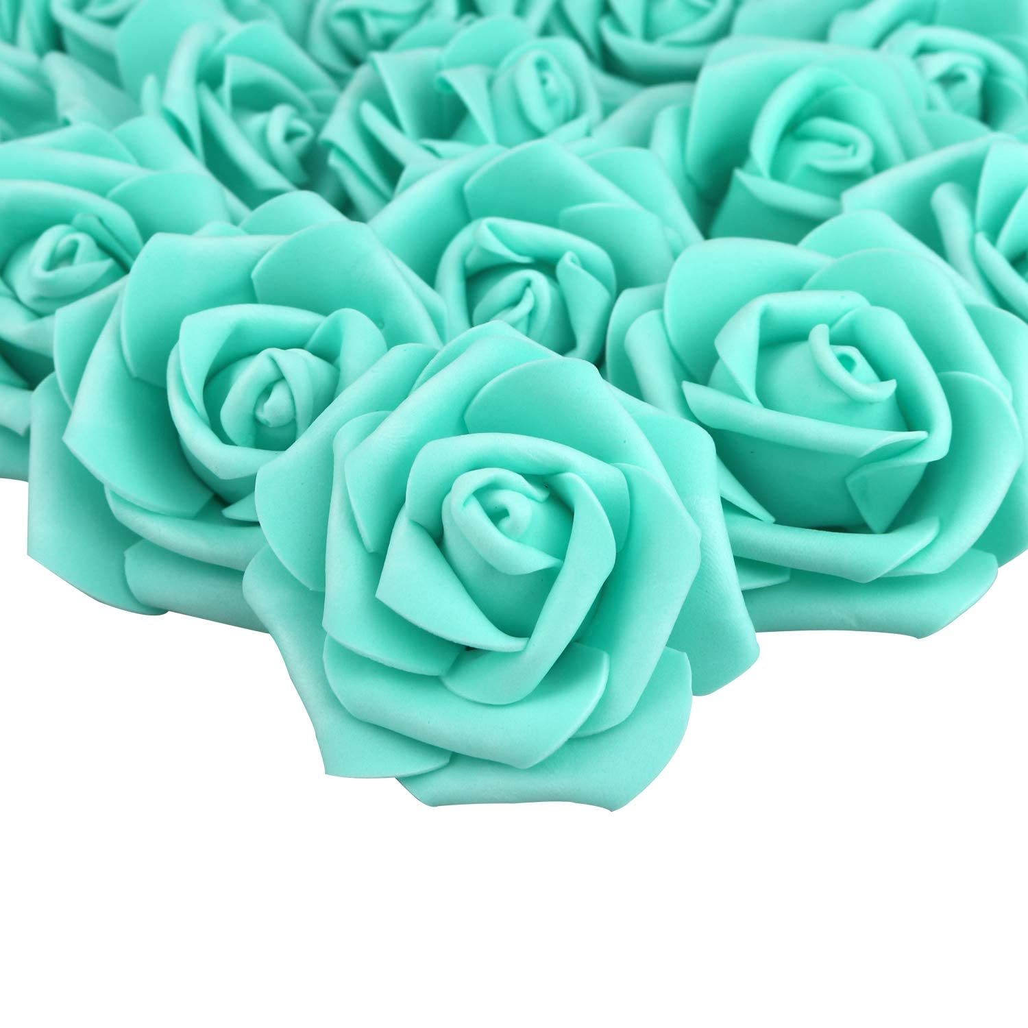 Lightingsky 3 x 1.6 x 3 inches 100pcs DIY Real Touch 3D Artificial Foam Rose Head Without Stem for Wedding Party Home Decoration (100pcs, Tiffany)
