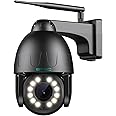 SV3C PTZ WiFi Security Camera Outdoor 15X Optical Zoom Auto Tracking 5MP Floodlight Color Night Vision Wireless IP Cam, 2-Way Audio, Black Metal Shell, RTSP, SD Card Record, BlueIris, Onvif Conformant