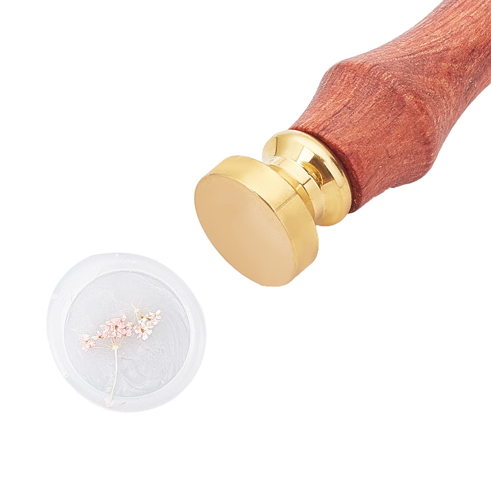 CRASPIRE Sealing Wax Stamp 18mm Round Blank Wax Seal Stamp Head Removable Brass Seal Head Pear Wooden Handle for Sealing Stamp Envelopes Halloween Witchcraft Gifts Cards Wedding Invitations