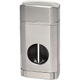 Lotus Rocket Triple Torch Cigar Lighter &ndash; Wind-Resistant Pinpoint Flames with 63 Ring Gauge Slide-Down V-Cutter (Chrome)