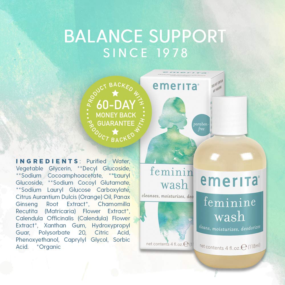 Emerita Feminine Cleansing & Moisturizing Wash Gently Cleanses & Deodorizes Formulated to