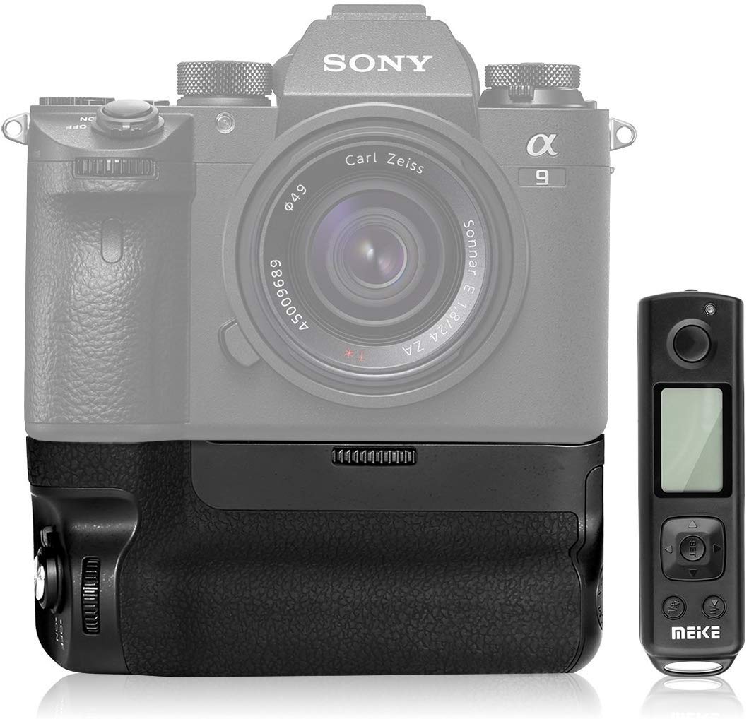 Meike The New MK A9 Pro Battery Grip Built-in 2.4GHz Remote Controller Up to 100M to Control shooting Vertical-shooting Function for Sony A9 A7RIII A7III cameras, Replacement VG-C3EM
