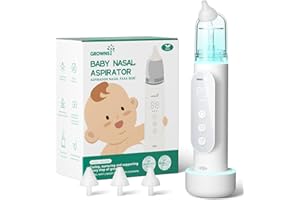 GROWNSY Nasal Aspirator for Baby, Upgraded 5 Suction Levels Baby Nose Sucker, IPX7 Waterproof Electric Nose Suction for Baby, Booger Sucker for Toddlers with Automatic Cleaning &Music &Light Functions