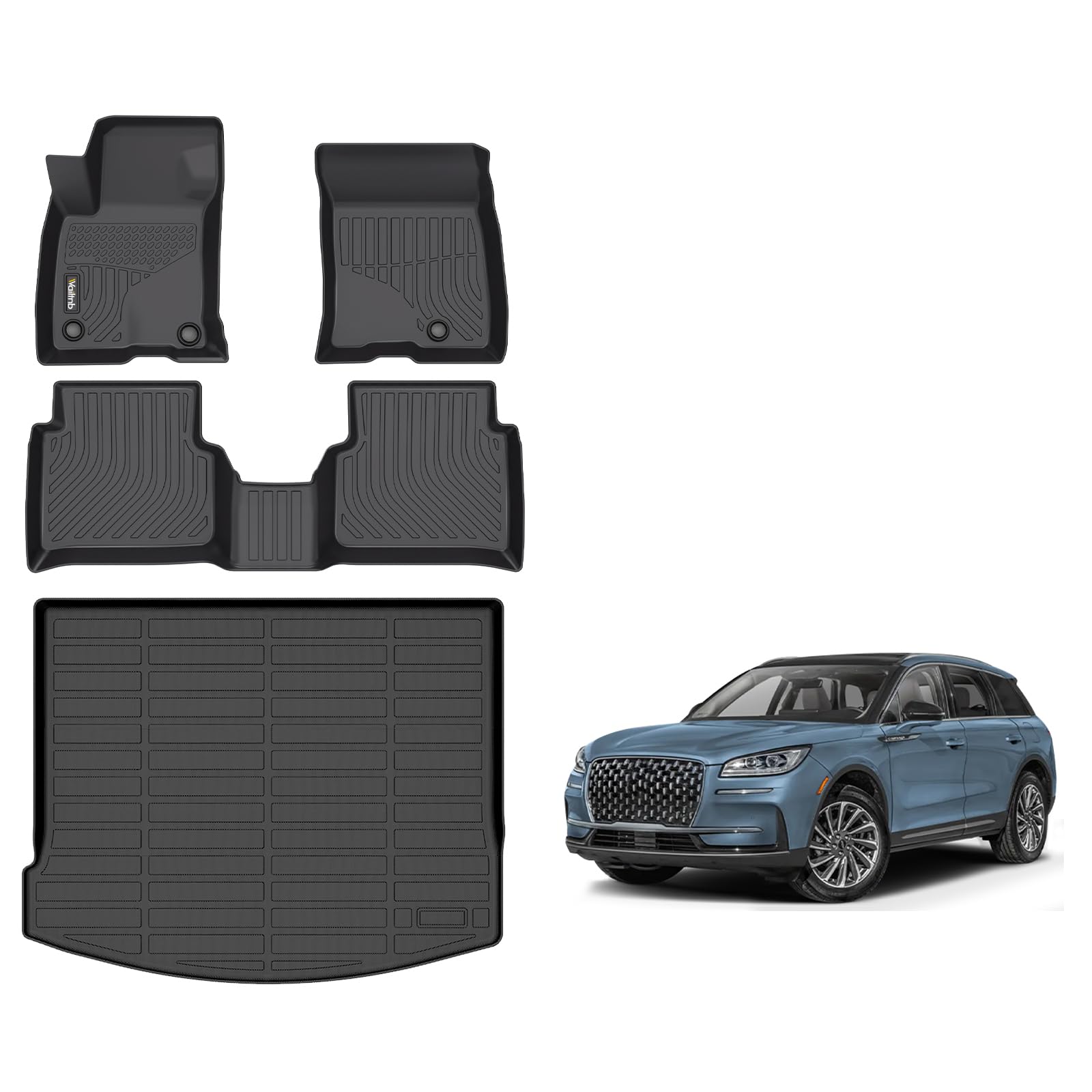Wailtnb-All Weather Floor Mats & Cargo Liner for Lincoln Corsair 2020-2024 2025 (Not for Plug-in Hybrid) Liners Custom Fit Lincoln Corsair 2020-2025 Waterproof Durable Accessories Image