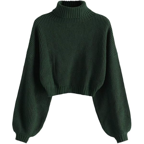 soutiencollar Lantern Sweater マドリガル ZAFUL Women's Cropped Turtleneck Sweater Lantern Sleeve