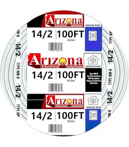 50 FT 12/2 Type NM-B Copper Wire, #12 AWG, 2 Conductors with