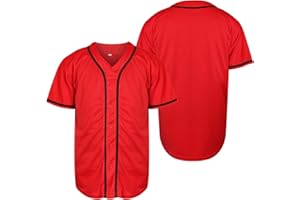 MESOSPERO Mens Button Down Shirts Short Sleeve Sports Uniforms Blank Baseball Jersey S-XXXL