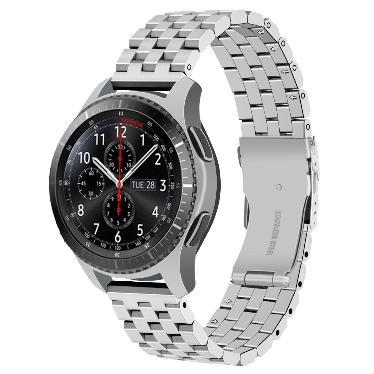 Juntan Watch Strap Compatible for Samsung Galaxy Watch 46mm Galaxy Watch 3 45mm Gear S3 Frontier Classic Silver