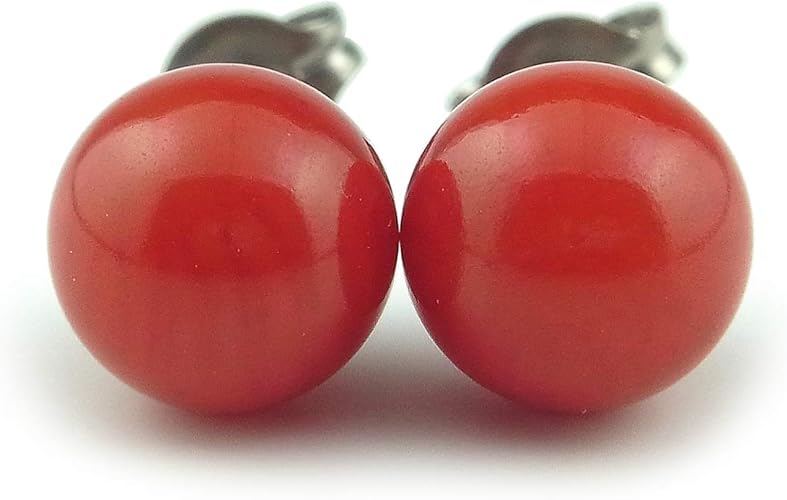 Amazon キャセイコーラル 珊瑚 ピアス チタン 8mm 玉 染色 赤珊瑚色 3月 誕生石 Soe A0019 ネックレス 通販