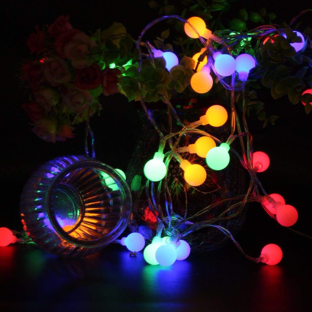 BXROIU 40er Klein Ball LED Lichterketten Batterie Betrieb und 8 Programm IP65 wasserdicht, für Party,Weihnachten, Halloween, Hochzeit, Beleuchtung Deko (Mehrfarbig)