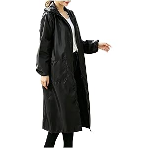 Xiaojmake Rain Jacket for Women 2026 Hooded Windbreaker Waterproof Poncho Lightweight Full Zip Long Hooded Coat Travel Cloak