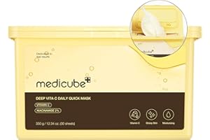 Medicube Deep Vita C Daily Quick 30 Sheet Masks - Vegan Certified, Quick Dispenser, Triple Vitamin Complex For Radiance and Hydration - Korean Face Masks