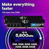 Crucial 16GB DDR5 RAM 5600MHz 288-Pin UDIMM CL46 CT16G56C46U5 view 3
