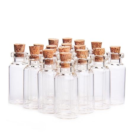 YFZYT 100 Stück Mini Glasfläschchen mit Korkverschluss/Kleine Glasflaschen/Mini Klar Flasche/Mini Fläschchen mit Korken für S
