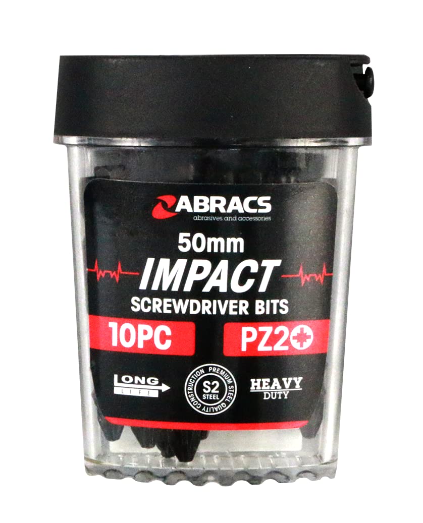 Abracs IPZ25010 Impact S/D Bit - PZ2-50mm - S2 High-Quality Steel - Suitable For Heavy-Duty Screw Driving Applications