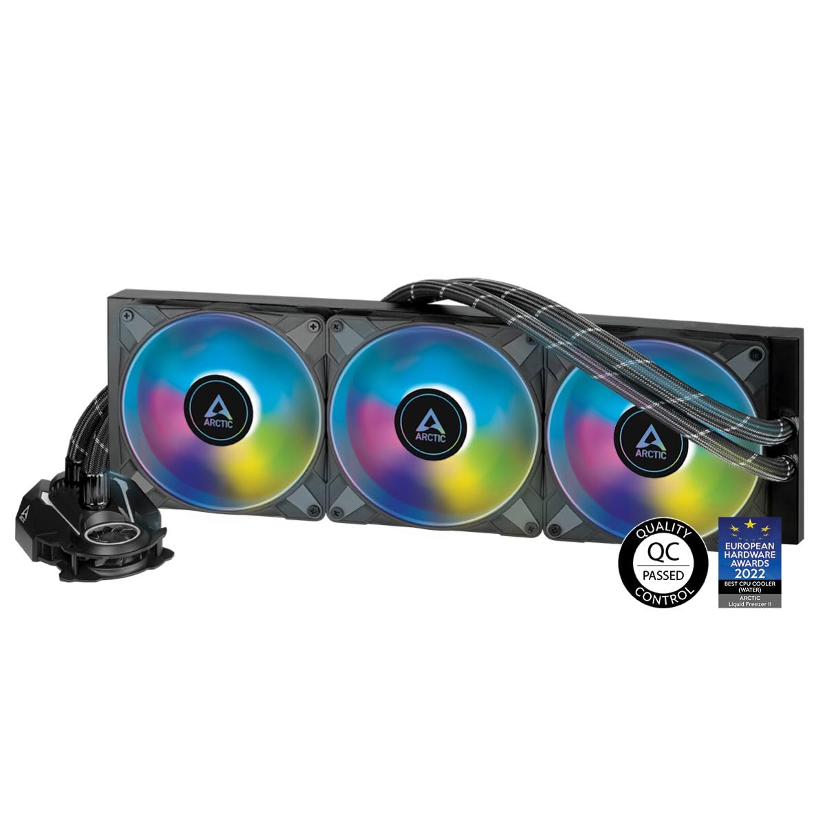 Photo 1 of ARCTIC Liquid Freezer II 420 A-RGB - Multi-Compatible CPU AIO Water Cooler with A-RGB, efficient PWM-Controlled Pump, CPU Cooler, AIO Cooler, CPU Liquid Cooler - Black