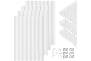 GGNEBAI Polycarbonate Greenhouse Panels 6 Pack 4' x 2' x 0.16" Twin-Wall UV-Protected All Weather Plastic Roof Panel Clear Replacement Sheets for Garden Fences, Furniture DIY,Outdoor Roofing