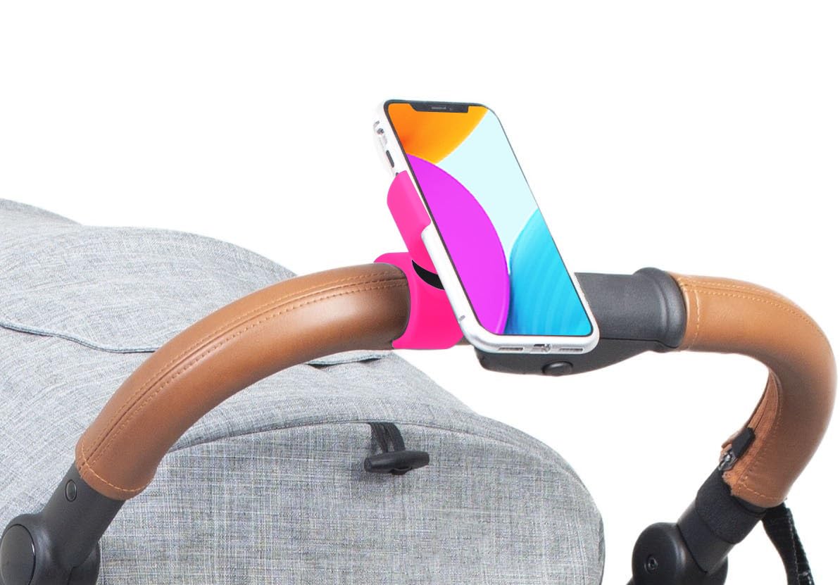 Turnaroundtech Mobile Holder for Baby Stroller, Pink, Compatible with Smartphones up to 7.5 Inches