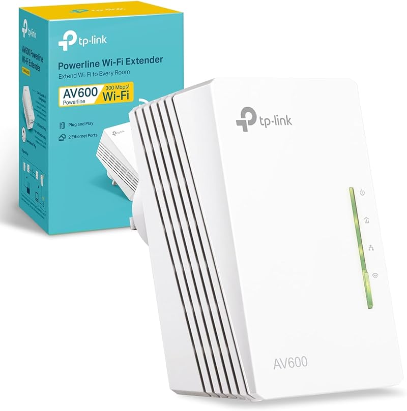 TP-Link TL-WPA4220 AV600 Powerline Adapter 2-Port N300 WiFi Extender 600Mbps