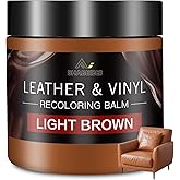 Leather Recoloring Balm and Scratch Repair Kit, Light Brown Leather Restorer for Couches, Furniture, Car Seats, Leather Paint & Stain for Sofa, Chairs, Bags, and More