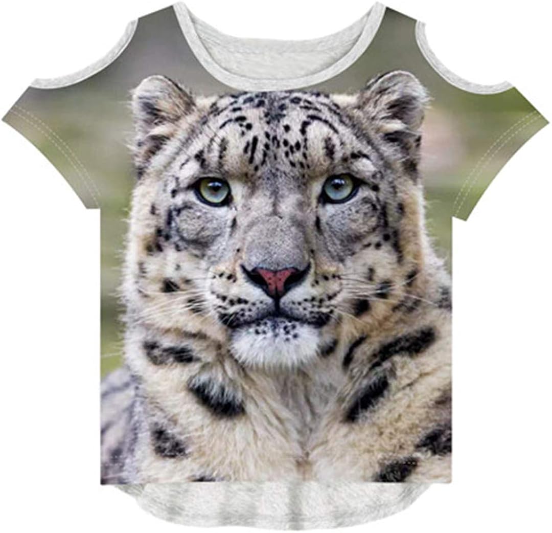 Children Design T Shirt Snow Leopard Print Tees Fashion Baby Girl
