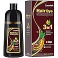 COSMTEK Dark Brown Hair Dye Shampoo for Gray Hair, Semi-Permanent Hair Color Shampoo for Women and Men, Herbal Ingredients, 3