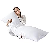 SHOUREN Cotton Body Pillow Insert - Cooling Breathable Full Body Pillow for Side Sleeper - Soft Long Bed Pillow for Adults - 20 x 54 inch-White