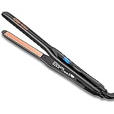 DSHOW 1/2" Flat Iron, Small Flat Iron Hair Straightener for Short Hair, Tourmaline Ceramic Mini Travel Hair Straightener with a Pouch, 6 Temperature, Dual Voltage (Black)