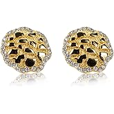 Round 14K Yellow Gold Plated 925 Sterling Silver Screw Back Post Circle Big 90's Hip Hop Ice Out Cz Hypoallergenic Solid Gold Nugget Stud Earrings For Men