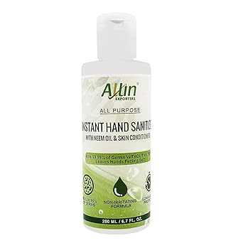 Allin Exporters Instant Hand Sanitizer 70 Isopropyl Alcohol Based Waterless Sanitizing Gel Rinse Free Germ Protection Palm Cleaner Handrub 200ml Amazon In Industrial Scientific