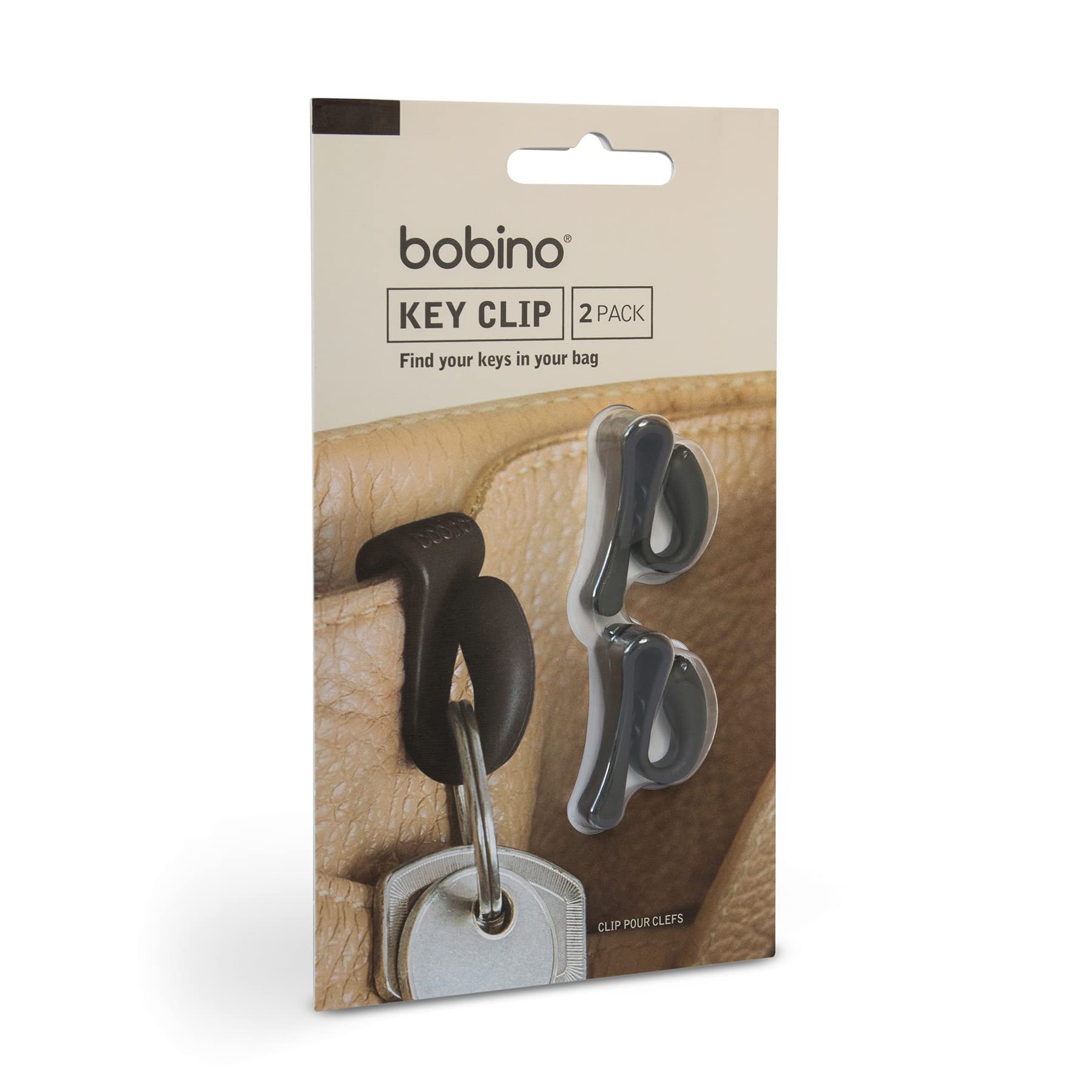 Bobino KECL2CL Key Clip - Charcoal (Pack of 2)