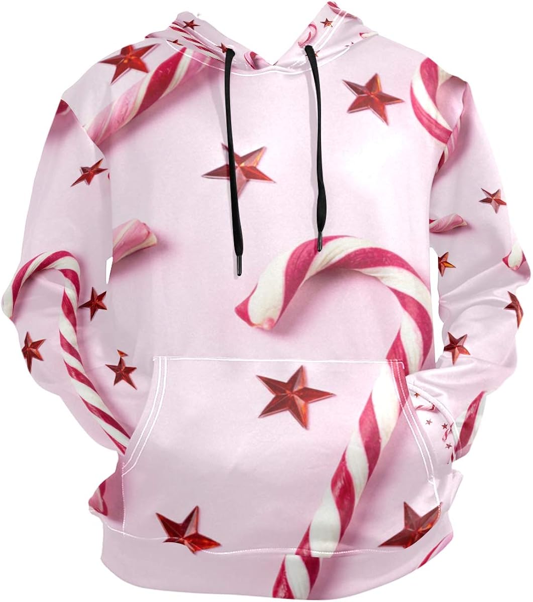 Christmas Candy Canes Shining Hoodie Sweatshirt for Boys Girls