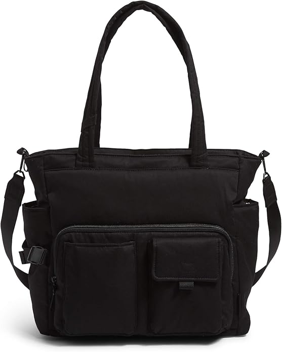 Amazon.com: Vera Bradley Recycled Cotton Utility Tote Bag, Black: Shoes