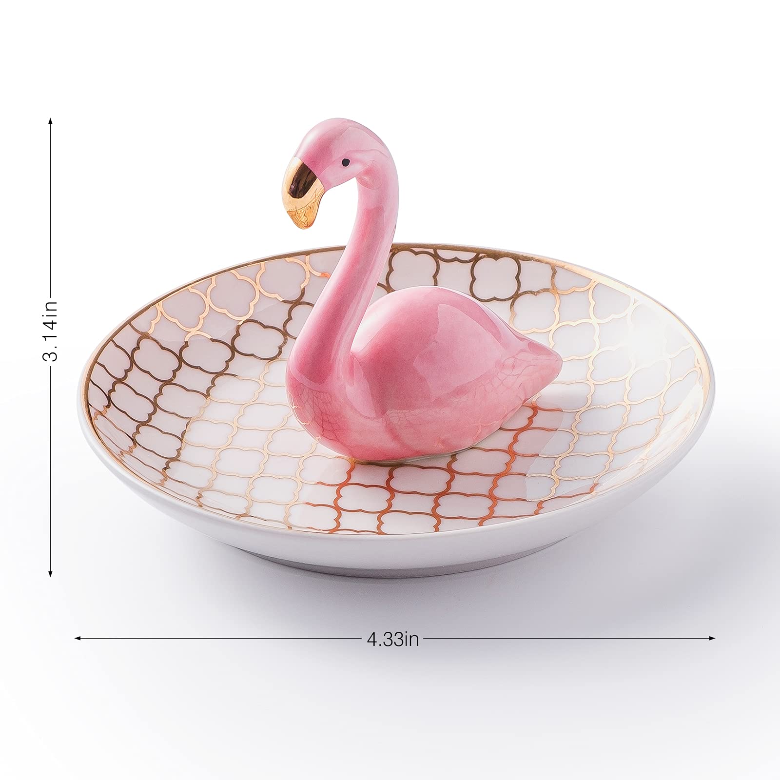 PUDDING CABIN Flamingo Ring Holder for Jewelry Trinket Tray Flamingo Gifts for Women Girls Friend Her Mom Christmas Thanksgiving Gifts Birthday Mothers Day Valentines Gifts Flamingo Decor