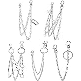 VEINTI+1 5 Pieces Silver Jeans Pants Chain Belt Goth Grunge Chain Pocket Waist Chain with Star Moon Snake Lock Decorations for Women/Men