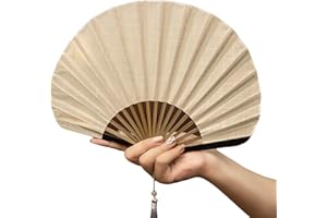 Small Shell Fan Cotton Linen Cloth Chinese Folding Hand Natural Fiber Breathable Cotton Shell Fan