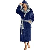 U2SKIIN Mens Hooded Robe, Plush Robes for Men Long Fleece Bathrobe