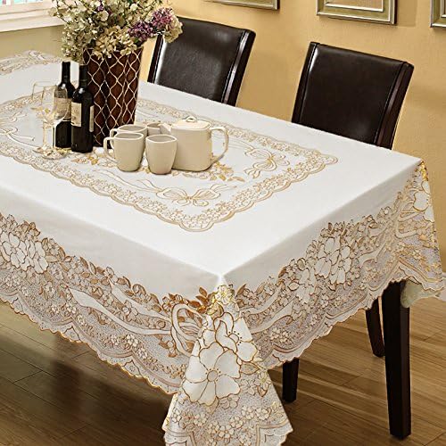 Taboeoe European Style Plastic Tablecloth, Pvc Tablecloth, Waterproof, Scald Resistant, Oil Proof,Rice Gold,137*182Cm
