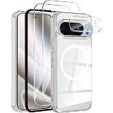 Yskbilm Magnetic for Google Pixel 10 pro XL Case - Clear | With 2X Screen Protector &amp; 1X Camera Lens Protector, Non-Yellowing,Shockproof Military,Transparent Slim Bumper Cover