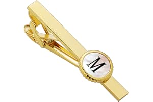 Tie Clips for Men Golden, TAIGRAMA Tie Clip 2.2 Inch Tie Bar and Tie Pin for Skinny Ties and Regular Ties, Initial Mens Tie Clip Tie Clasp Unique Personalized for Wedding Anniversary Business