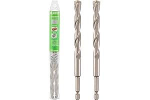 HLOFIZI 3/8" x 6" Masonry Drill Bits 3/8 inch Concrete Drill Bits Hammer Drill Bit, for Cement, Brick, Stone, Block, Stucco Wall, 2 Pack, Hex Shank