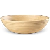 LEXA 12" Handmade Bamboo Salad Bowl – 130 oz Large Wooden Fruit Bowl for Kitchen Counter, Natural Bamboo