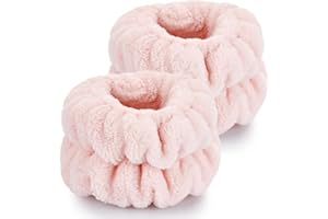 2 Pcs Wrist Bands for Washing Face-Dorbetar, Microfiber Wrist Towels for Washing Face, Spa Wristbands for Washing Face, Face Wash Wristbands, Arm Bands for Washing Face for Woman Children（Pale Pink）