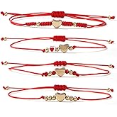 Opalencian Kabbalah Red String Bracelets for Women Men,Gold Round Beaded Stackable Protection Blessings Bracelets,Handmade Jewelry Good Luck Gift