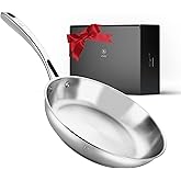 Lebof 12 Inch Stainless Steel Pan, 5-Ply Clad Base for Even Heating, 800℉ Oven Safe Frying Pan, Premium Cookware for Induction, Gas & Electric